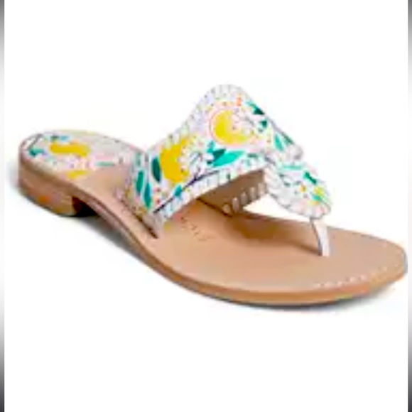 Jack Rogers Shoes - Jack Rogers lemon print leather sandals size 9